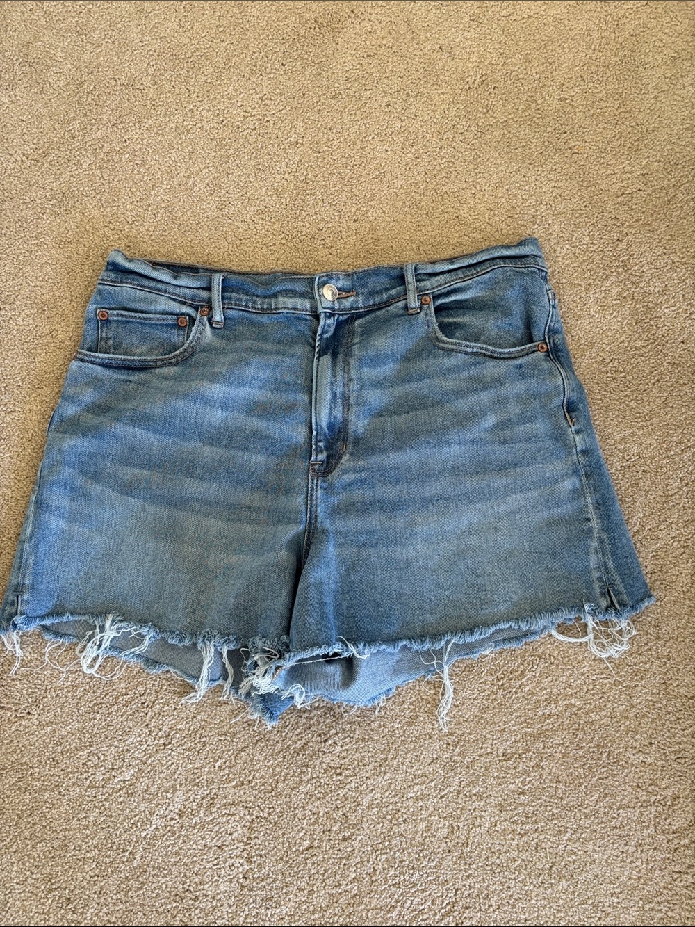 American Eagle denim shorts with raw hem. Size 14.